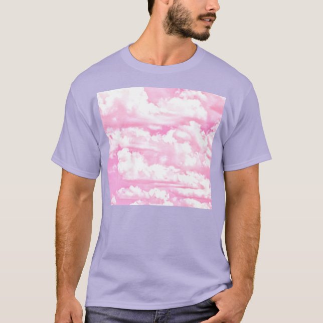 Festive Pink Rose Clouds T-Shirt (Front)