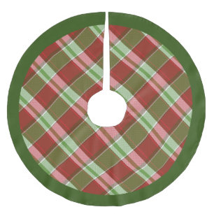 Festive Plaid Christmas Brushed Polyester Tree Skirt