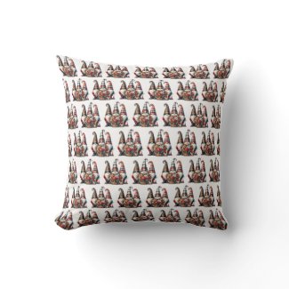 Festive Plaid Gnome Trio Throw Pillow