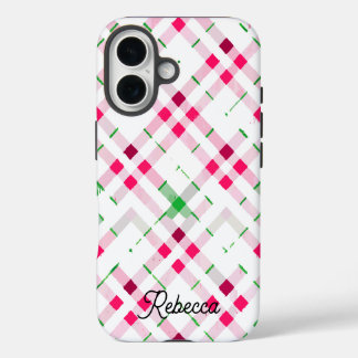 Festive Plaid Pattern Name iPhone 16 Case