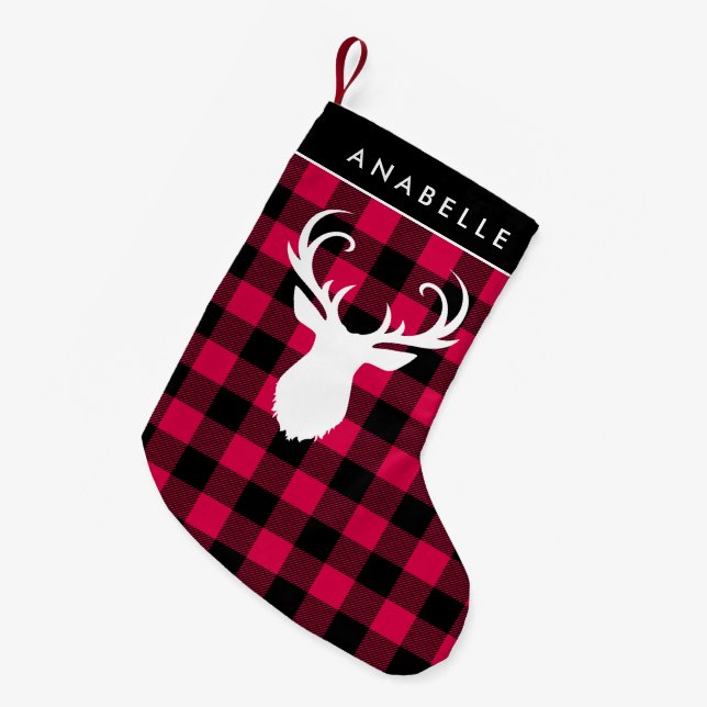 Festive Plaid Pattern Small Christmas Stocking (Front (Hanging))