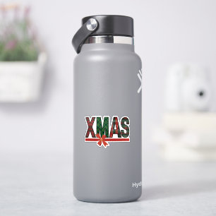 Festive Plaid XMAS Red Bow Sticker