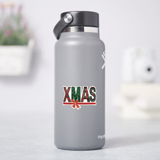 Festive Plaid XMAS Red Bow Sticker