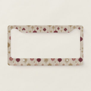 Festive Plum Gold Ornament Winter Pattern License Plate Frame
