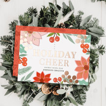 Festive Poinsettia Berry Cream Christmas Business
