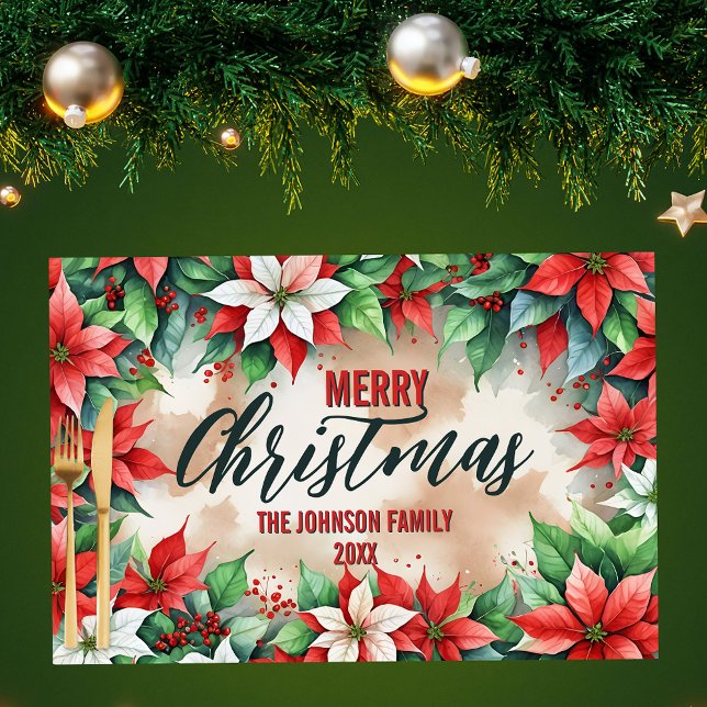 Festive Poinsettia Christmas Paper Placemat (Creator Uploaded)