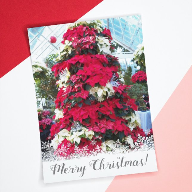 Festive Poinsettia Christmas Tree Holiday Card (In Situ)
