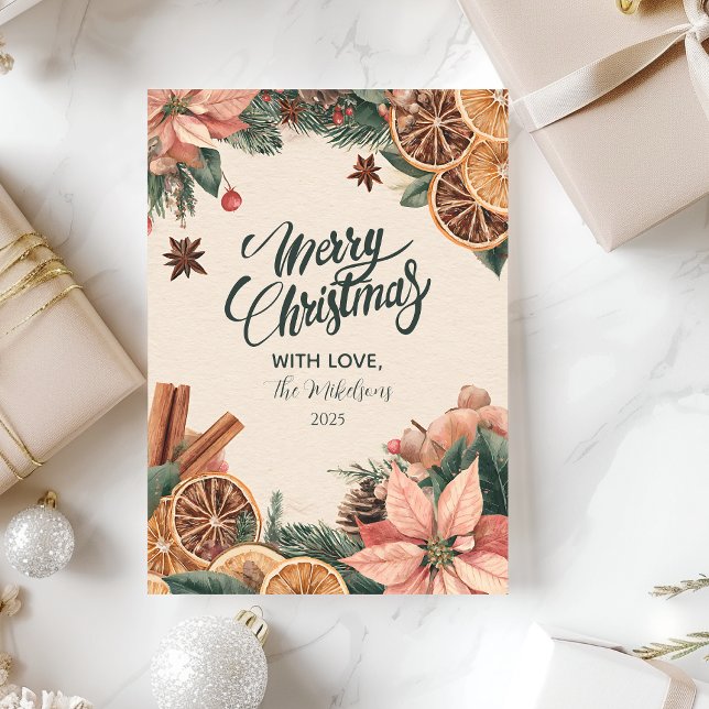 Festive Poinsettia Citrus Holiday Card (Creator Uploaded)