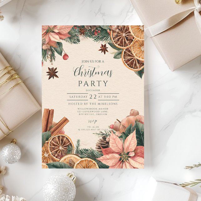 Festive Poinsettia Citrus Invitation (Creator Uploaded)
