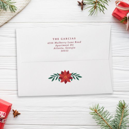 Festive Poinsettia Flower Chistmas Envelope