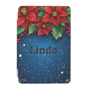 Festive Poinsettia Flowers with Snow iPad Mini Cover