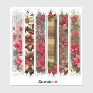 Festive Poinsettia Frames Washi Tape Scrapbook Sticker