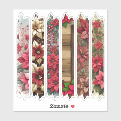 Festive Poinsettia Frames Washi Tape Scrapbook Sticker