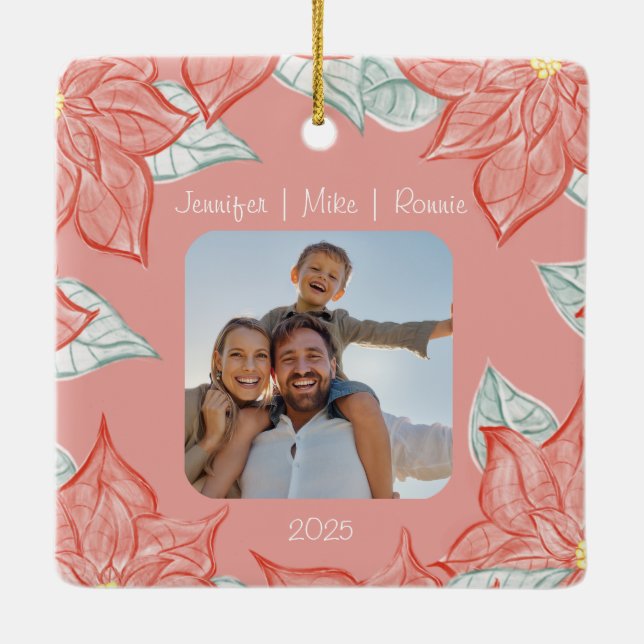 Festive Poinsettia Ornament  (Back)