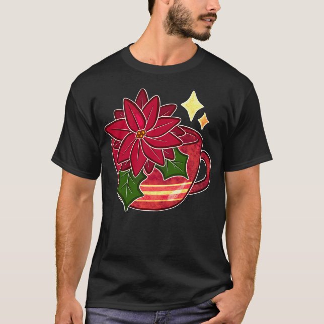 Festive Poinsettia Teacup T-Shirt (Front)