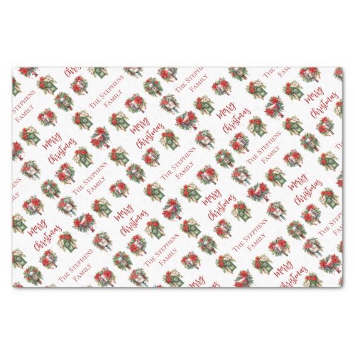 Festive Poinsettia Watercolor Christmas Holiday  Tissue Paper