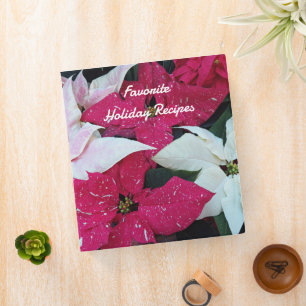 Festive Poinsettias Holiday Recipes 3 Ring Binder