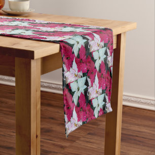 Festive Poinsettias Pattern Holiday Medium Table Runner