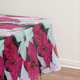 Festive Poinsettias Pattern Holiday Tablecloth