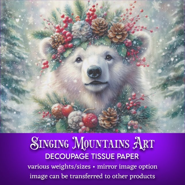 Festive Polar Bear Christmas Craft Decoupage Tissue Paper (Creator Uploaded)