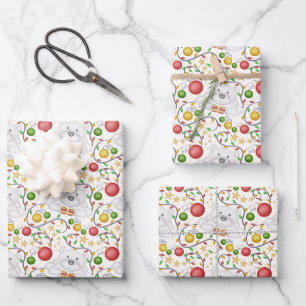 Festive Polar Bears Christmas Holiday Wrapping Paper Sheets