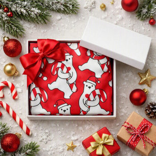 Festive Polar Bears with Candy Canes Christmas Ban Bandana