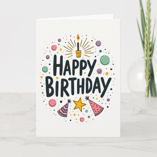 Festive Polka Birthday Card (Front)