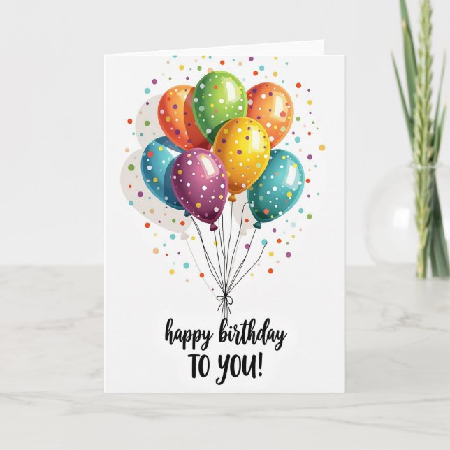 Festive Polka Dot Balloons Card (Front)