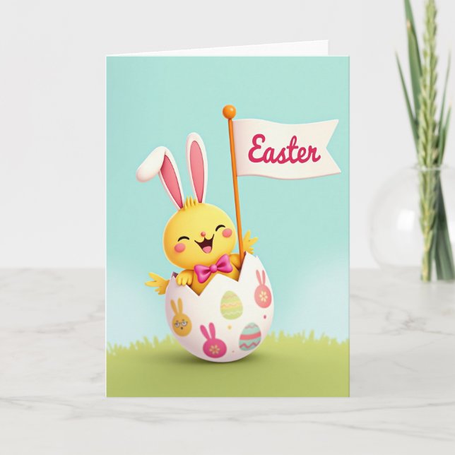 Festive Polka Dot Easter Egg Card (Front)