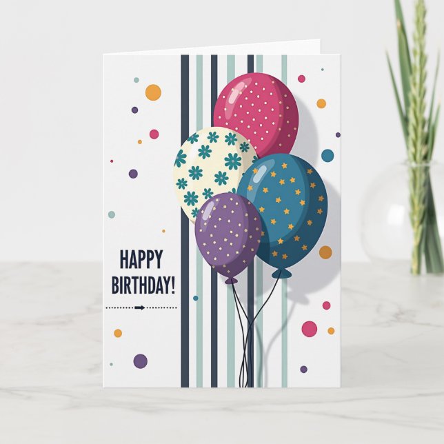 Festive Polka Dot Orbs Card (Front)