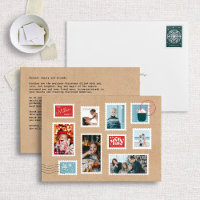 Festive Postage Stamp Photo Christmas Card