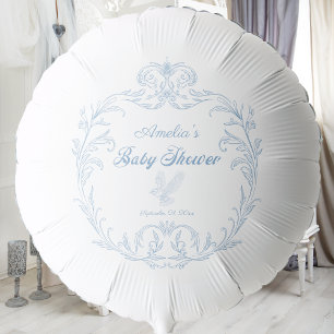 Festive Powder Blue Baroque Frame Baby Shower Balloon