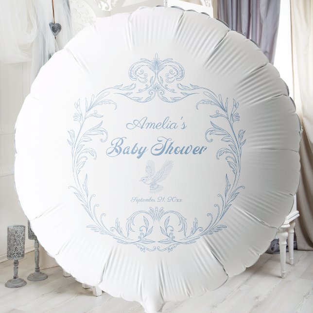Festive Powder Blue Baroque Frame Baby Shower Balloon (Creator Uploaded)