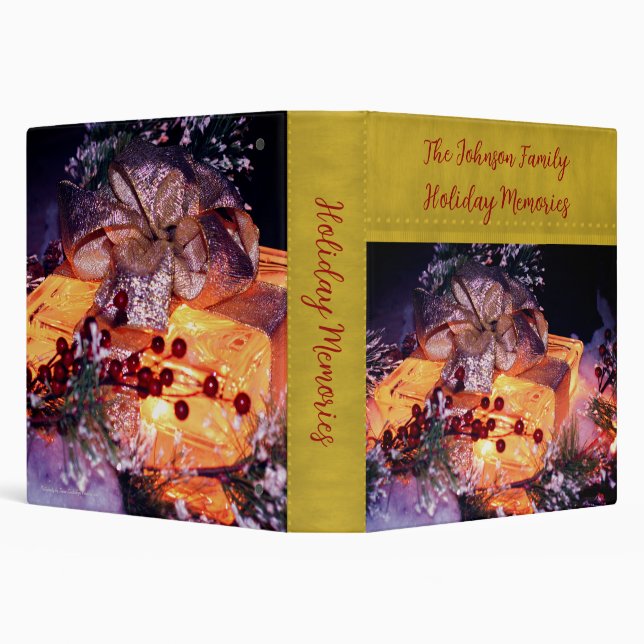 Festive Present Holiday Christmas Personalized  3 Ring Binder (Background)