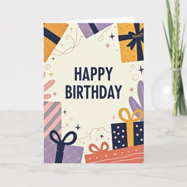 Festive Presents Birthday Card (Front)