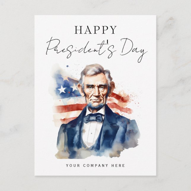 Festive President's Day Abraham Lincoln Business  Holiday Postcard (Front)
