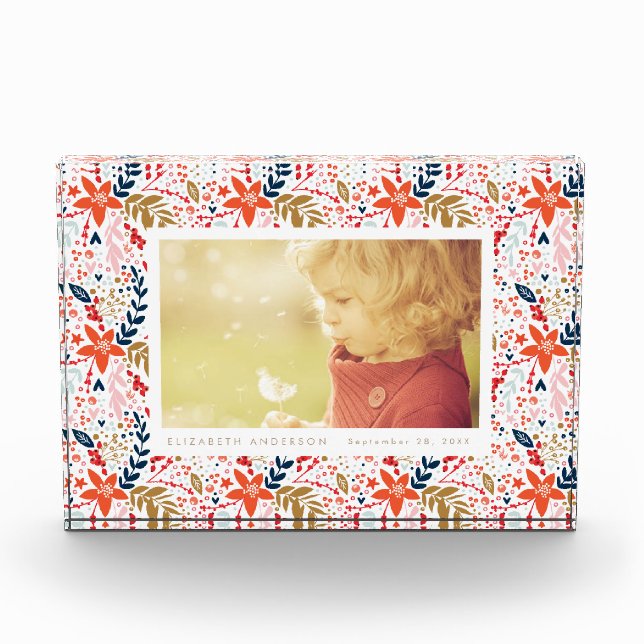 Festive Pretty Holiday Christmas Photo Block (Front)