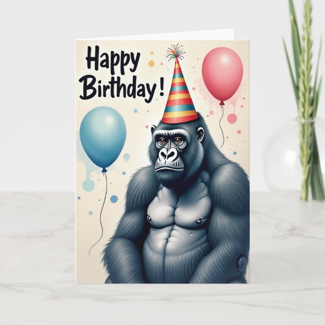 Festive Primate Hat Card (Front)