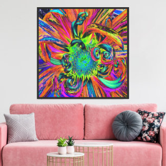Festive Psychedelic Colorful Dahlia Flower Petals Canvas Print