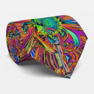 Festive Psychedelic Colorful Dahlia Flower Petals Neck Tie