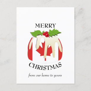 Festive Pudding CANADA FLAG Christmas  Postcard
