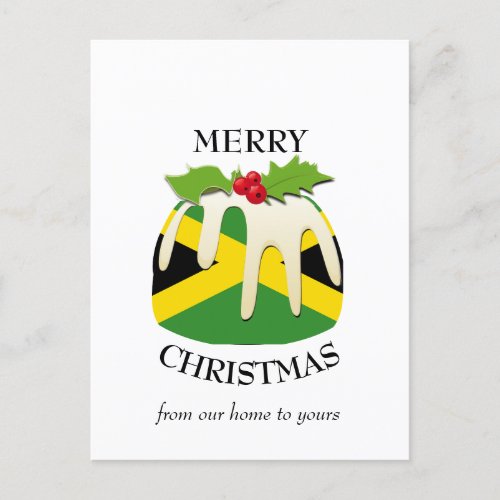 Festive Pudding JAMAICA FLAG Christmas Postcard