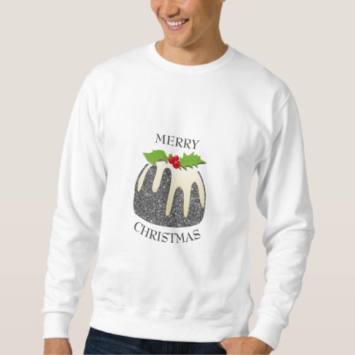 Festive Pudding Silver GLITTER SPARKLE  Christmas Sweatshirt