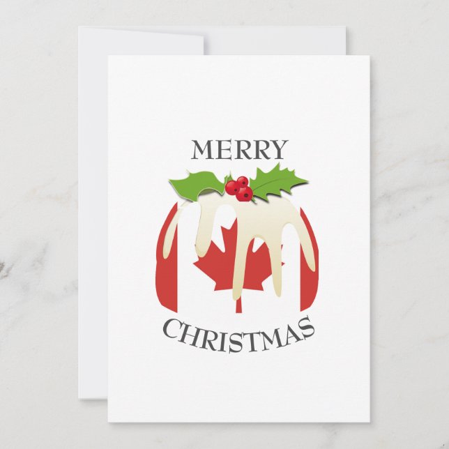 Festive Pudding with | CANADA | Christmas Holiday Card (Front)