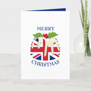 Festive Pudding with UNION JACK Christmas Holiday Card