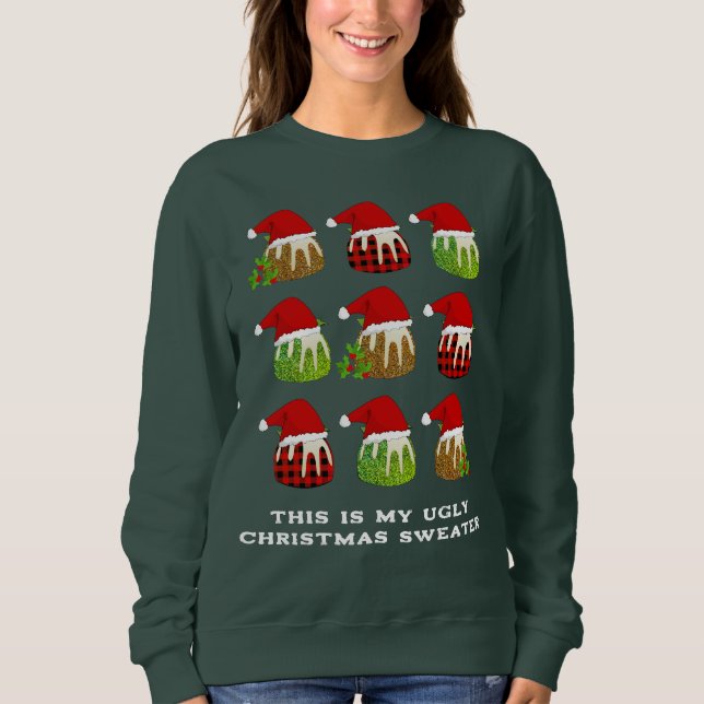 Festive Puddings Ugly Christmas Sweatshirt (Front)