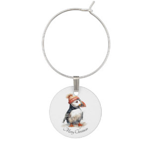Festive Puffin Christmas Barware Wine Charm