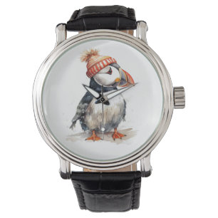Festive Puffin Winter Wildlife Christmas Fashion Watch