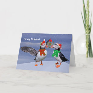Festive Puffins Card GIRLFRIEND