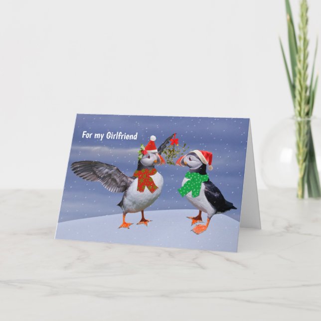 Festive Puffins Card GIRLFRIEND (Front)